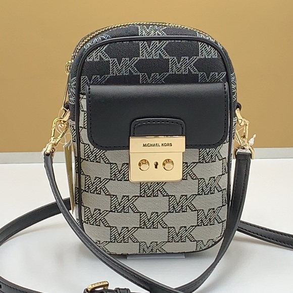 MICHAEL KORS SLOAN EDITOR SMALL NS TOP ZIP FLAP PACKET XBODY BLACK MULTI - Picture 2 of 15